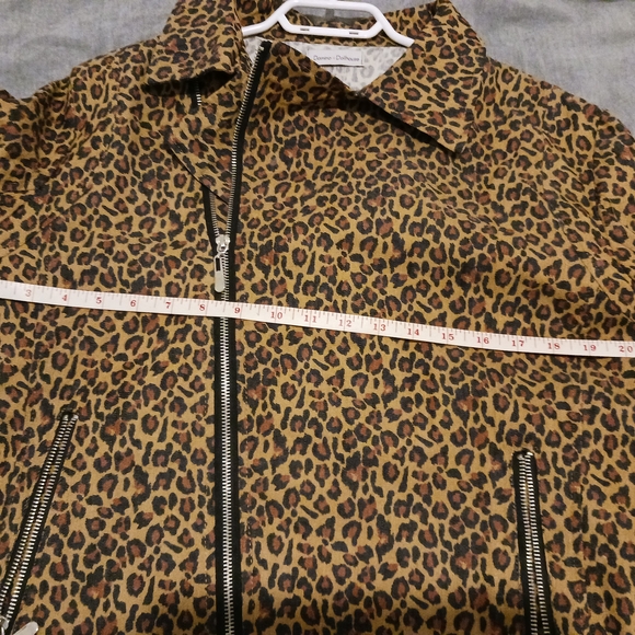 Domino Dollhouse Denim Leopard Print Moto Jacket - Brown/Black - Picture 7 of 9